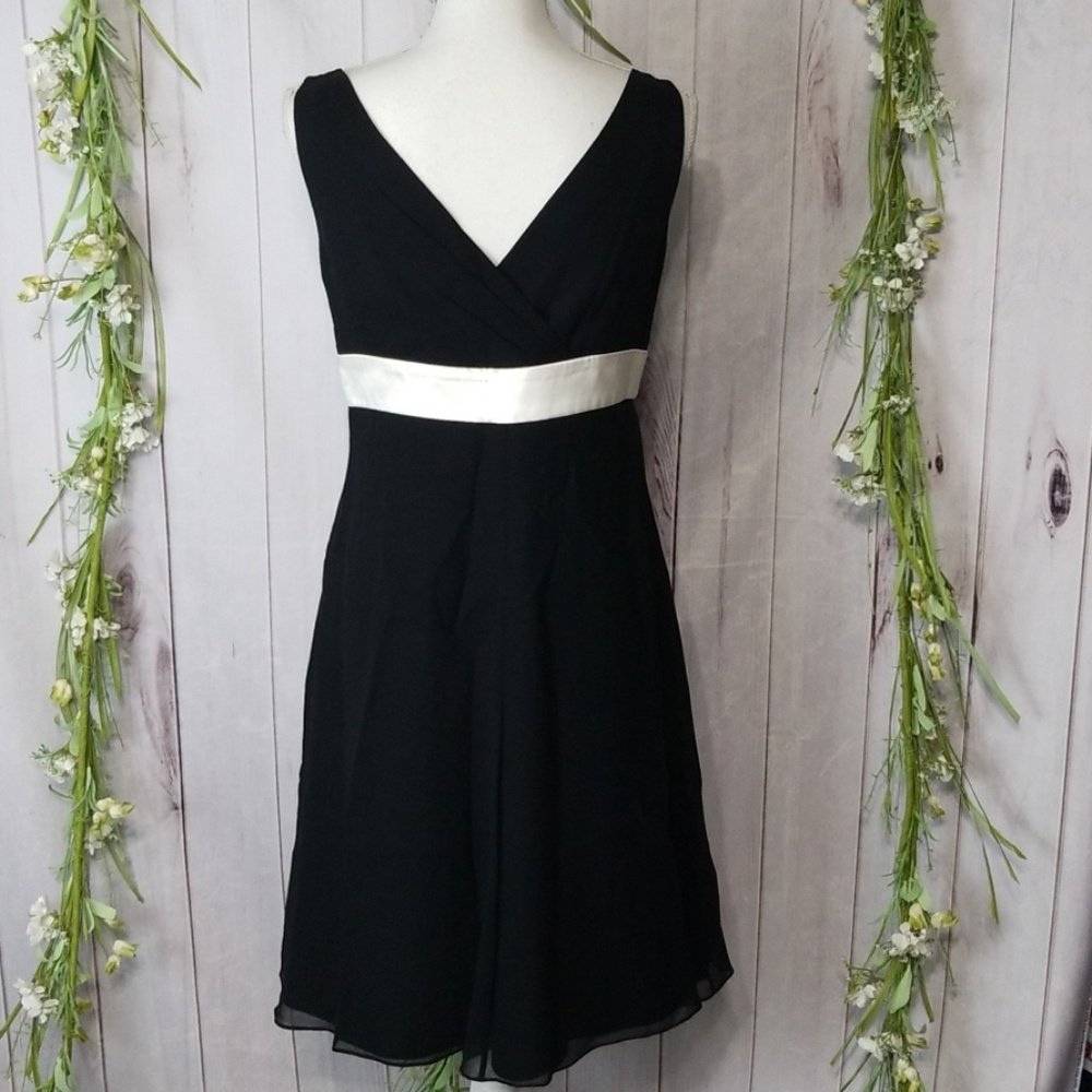 Ann Taylor sz 6 Black Ivory White Aline Silk dress - Picture 4 of 7